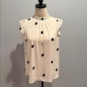 LOFT Black and White Polka Dot Blouse